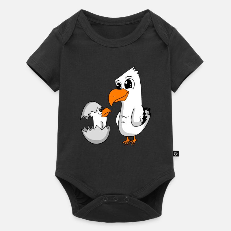 Möwe mit Baby Möwe - Baby Premium Kurzarmbody - Schwarz