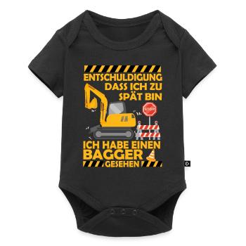 Ich habe einen Bagger gesehen Kinder Baustelle - Baby Premium Kurzarmbody - Schwarz - Vorne