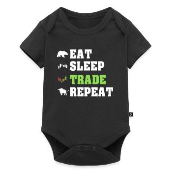 Manger Sleep Trade Trader répétitif Trader Traden - Body à manches courtes Premium Bébé - noir - Devant