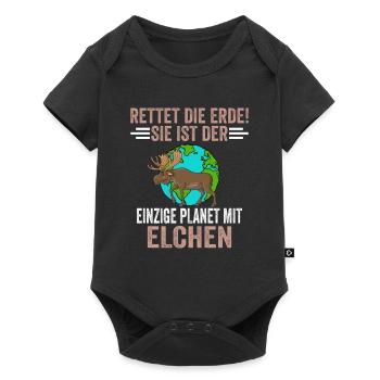 Umweltschutz Tierschutz Elch - Baby Premium Kurzarmbody - Schwarz - Vorne