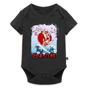 Pêcheur japonais de carpe koï - Body à manches courtes Premium Bébé - noir - Devant