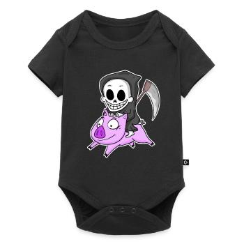 Faucheuse et Cochon - Body à manches courtes Premium Bébé - noir - Devant