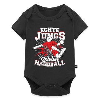 Echte Jungs Spielen Handball Handballer Geschenk - Baby Premium Kurzarmbody - Schwarz - Vorne