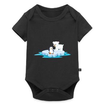ours polaire mignon et pingouin sur la glace de la banquise - Body à manches courtes Premium Bébé - noir - Devant