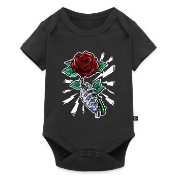 Tattoo Skeleton Hand Red Rose Flower - Baby Premium short-sleeve bodysuit - black - Front