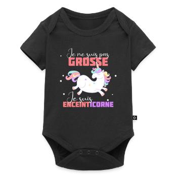 Je suis enceinticorne cadeau future maman enceinte - Body à manches courtes Premium Bébé - noir - Devant