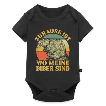 Zuhause ist wo meine Biber sind Nagetier - Baby Premium Kurzarmbody - Schwarz - Vorne