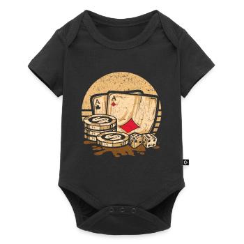 Retro Poker Casino Cartes de Poker & Jetons de Poker - Body à manches courtes Premium Bébé - noir - Devant