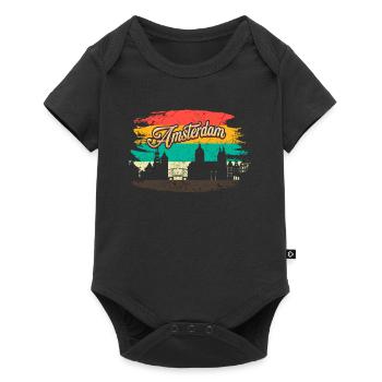 Amsterdam - Baby Premium Kurzarmbody - Schwarz - Vorne