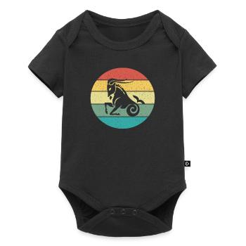 Aquarius Capricorne Signe Rétro Vintage - Body à manches courtes Premium Bébé - noir - Devant