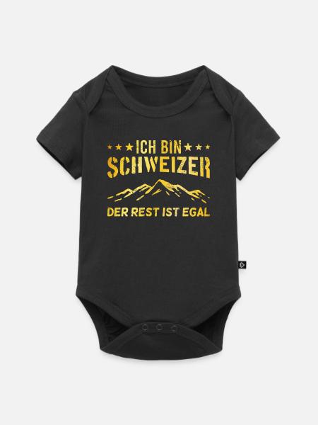 stolzer Schweizer Spruch - Baby Premium Kurzarmbody - Schwarz