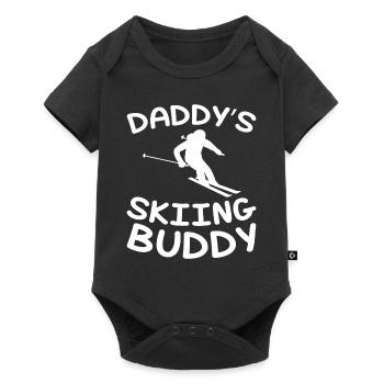 Daddy's Ski-Buddy - Kinder Skifahrer - Baby Premium Kurzarmbody - Schwarz - Vorne