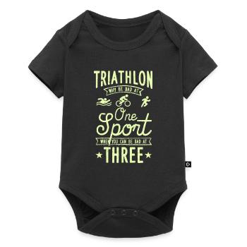 Triathlon Swim Bike Run Triathlète Sport Cadeau - Body à manches courtes Premium Bébé - noir - Devant