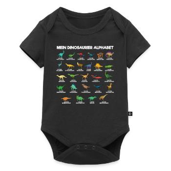 Dinosaurier Alphabet A-Z Dino ABC T-Rex - Baby Premium Kurzarmbody - Schwarz - Vorne