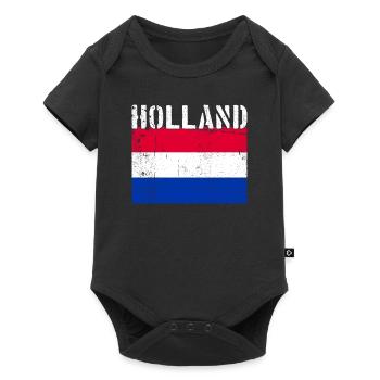 Hollande Pays-Bas Drapeau Vintage - Body à manches courtes Premium Bébé - noir - Devant