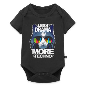 Moins de drame Plus de musique techno house EDM Rave Cat - Body à manches courtes Premium Bébé - noir - Devant