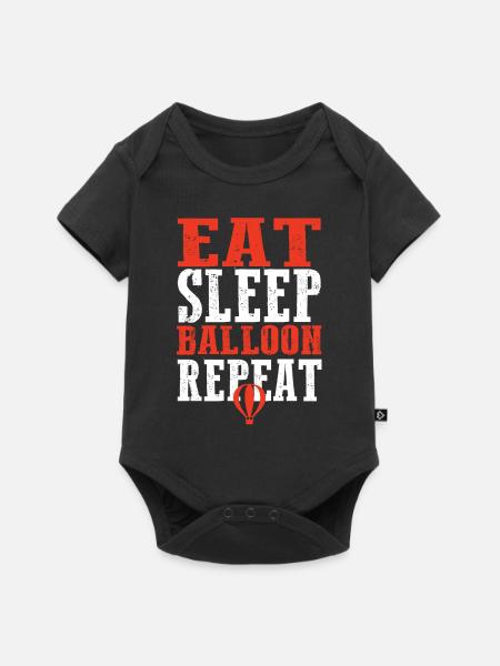 Eat Sleep Balloon Repeat - Baby Premium Kurzarmbody - Schwarz