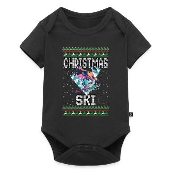 Funny Christmas Ski Lover Xmas Ugly Sweater Skiing - Baby Premium short-sleeve bodysuit - black - Front