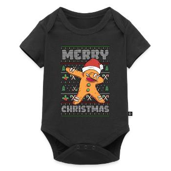 Merry Christmas Gingerbread Man Ugly Christmas - Baby Premium short-sleeve bodysuit - black - Front
