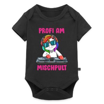 Süßes Einhorn DJ - Mädchen Frauen Festival Techno - Baby Premium Kurzarmbody - Schwarz - Vorne