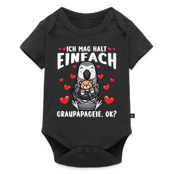 Graupapagei Kuscheltier Kawaii Herz Vogel Kongo - Baby Premium Kurzarmbody - Schwarz - Vorne