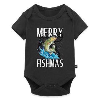 Drôle Merry Fishmas Pêche Pêcheur Pêcheur - Body à manches courtes Premium Bébé - noir - Devant