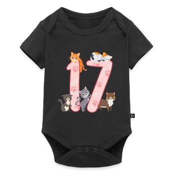 17th Birthday Girl Cats Outfit 17 years old - Baby Premium short-sleeve bodysuit - black - Front