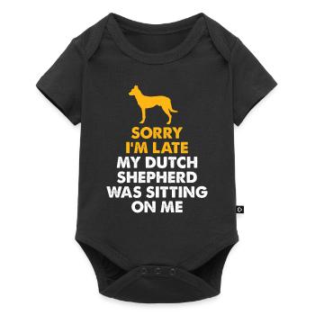 Ich Bin Spät Dran, Mein Holländischer Schäferhund - Baby Premium Kurzarmbody - Schwarz - Vorne