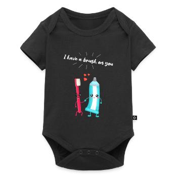 Toothbrush & Toothpaste Pair Gift for Dentists - Baby Premium short-sleeve bodysuit - black - Front