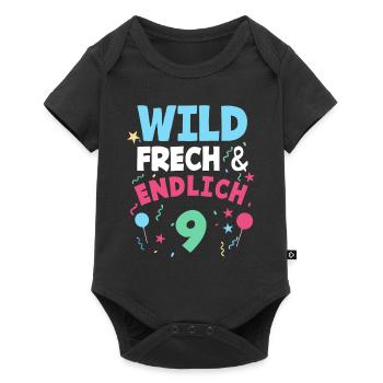 9. Geburtstag Wild, Frech & Endlich 9 Jahre - Baby Premium Kurzarmbody - Schwarz - Vorne