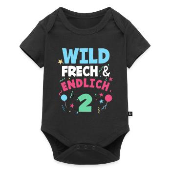 2. Geburtstag Wild, Frech & Endlich 2 Jahre - Baby Premium Kurzarmbody - Schwarz - Vorne