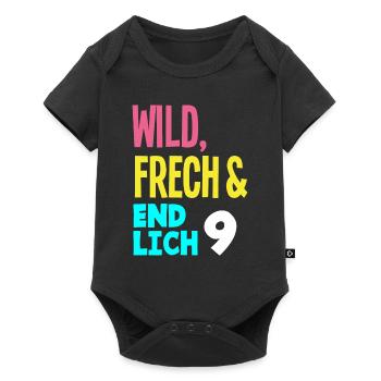 9. Geburtstag Wild, Frech & Endlich 9 Jahre - Baby Premium Kurzarmbody - Schwarz - Vorne