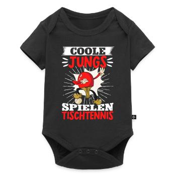 Coole Jungs Spielen Tischtennis Geschenk - Baby Premium Kurzarmbody - Schwarz - Vorne