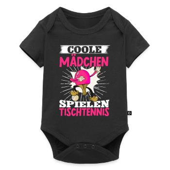 Coole Mädchen Spielen Tischtennis Geschenk - Baby Premium Kurzarmbody - Schwarz - Vorne