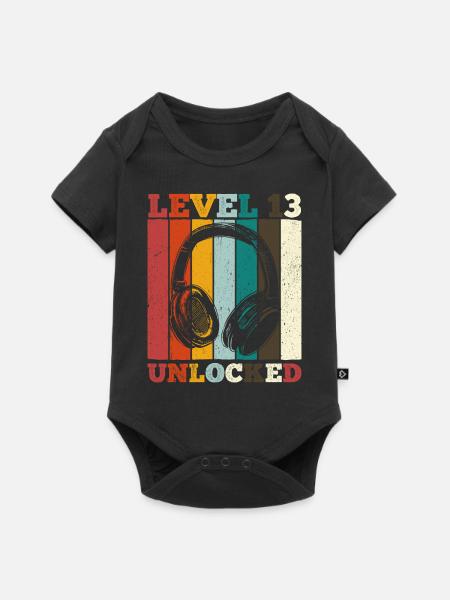 13.Geburtstag Jungen Video Gamer Level 13 Unlocked - Baby Premium Kurzarmbody - Schwarz