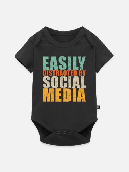 Social Media Spruch - Baby Premium Kurzarmbody - Schwarz
