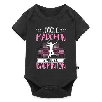 Coole Mädchen Spielen Badminton Geschenk Federball - Baby Premium Kurzarmbody - Schwarz - Vorne