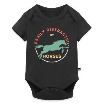Easily Distracted By Horses Horse Rider Horses - Baby Premium Kurzarmbody - Schwarz - Vorne