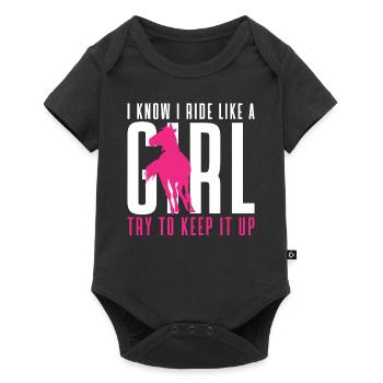 I Know I Ride Like A Girl Keep it Up Horse Rider E - Baby Premium Kurzarmbody - Schwarz - Vorne