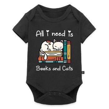 Tout ce dont j’ai besoin, c’est de Books And Cats Cat Bookworm - Body à manches courtes Premium Bébé - noir - Devant