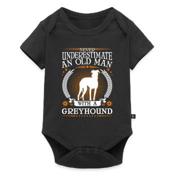 Greyhound Old Man Lévrier britannique - Body à manches courtes Premium Bébé - noir - Devant