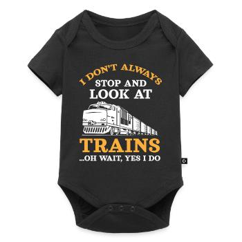 Trains, trains, amoureux des trains - Body à manches courtes Premium Bébé - noir - Devant