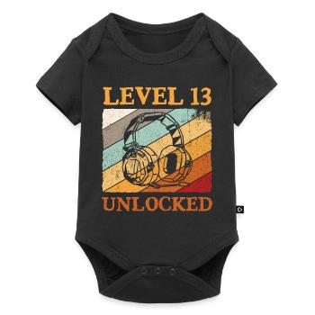 13.Geburtstag Jungen Video Gamer Level 13 Unlocked - Baby Premium Kurzarmbody - Schwarz - Vorne