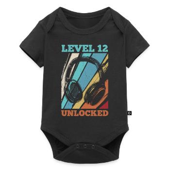12.Geburtstag Video Gamer Level 12 Unlocked - Baby Premium Kurzarmbody - Schwarz - Vorne