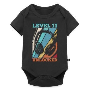 11.Geburtstag Video Gamer Level 11 Unlocked - Baby Premium Kurzarmbody - Schwarz - Vorne