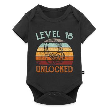 18.Geburtstag Gaming Video Gamer Level 18 Unlocked - Baby Premium Kurzarmbody - Schwarz - Vorne