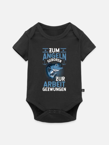 Zum Angeln Geboren zur Arbeit gezwungen - Baby Premium Kurzarmbody - Schwarz