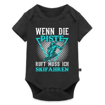 Skifahren | Wenn die Piste ruft muss ich Skifahren - Baby Premium Kurzarmbody - Schwarz - Vorne