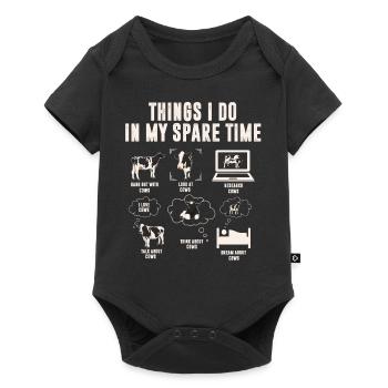 Kühe, Dinge, Die Ich In Meiner Freizeit Mache - Baby Premium Kurzarmbody - Schwarz - Vorne
