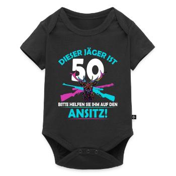 Jagdgeschenke zum 50. Geburtstag für Jäger lustig - Baby Premium Kurzarmbody - Schwarz - Vorne